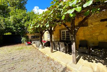 la terrasse noyée sous la vigne vierge 